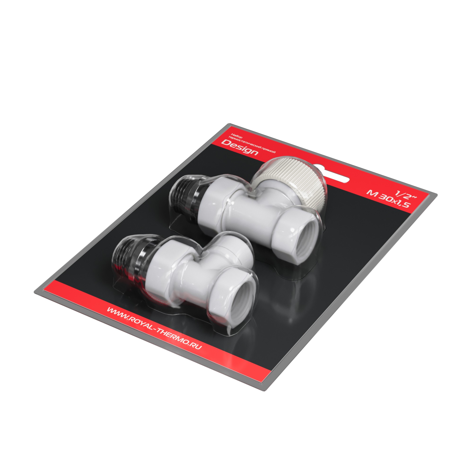 Набор термостатический прямой Royal Thermo Design 1/2"М30х1,5 (Белый)