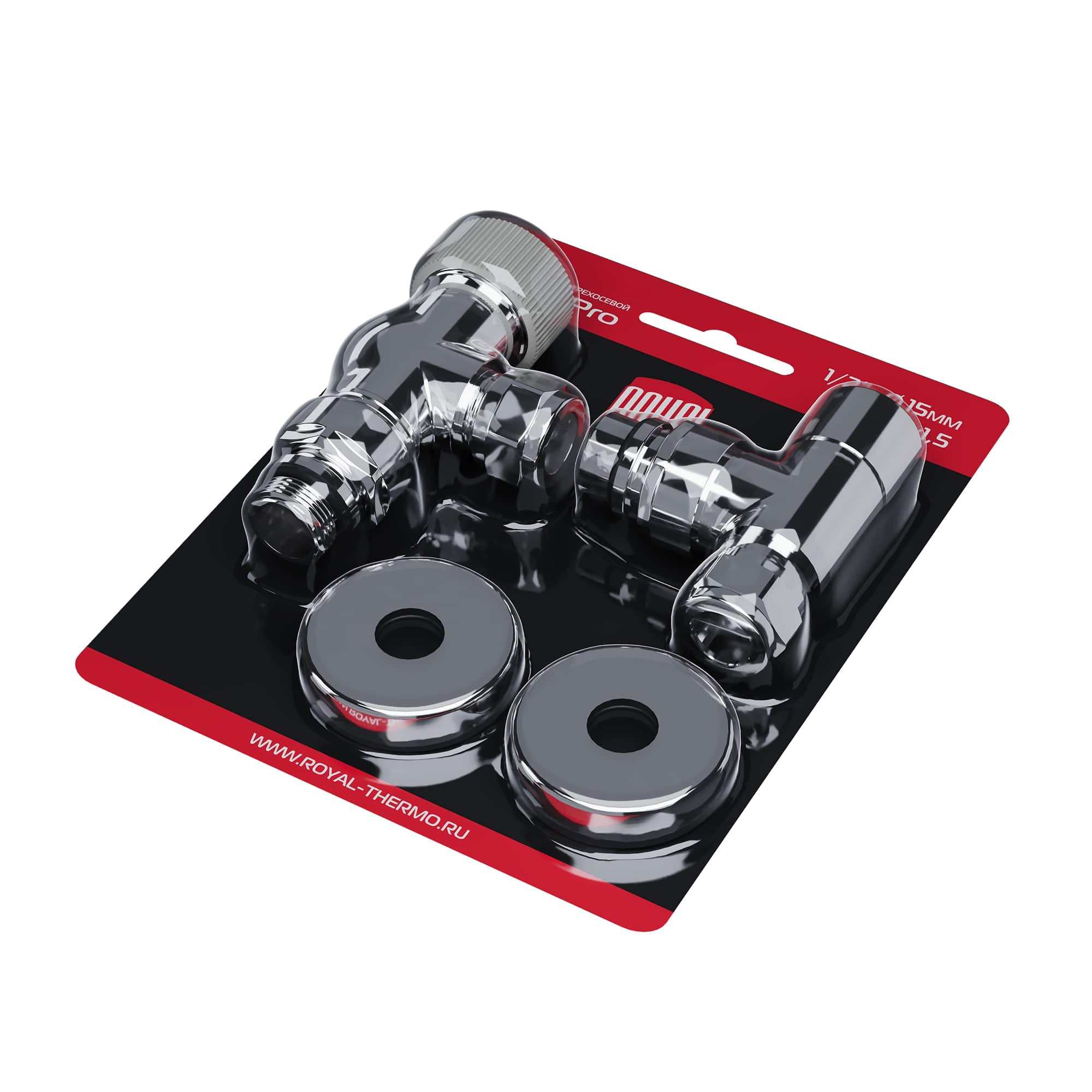 Набор термостатический осевой Royal Thermo Design Pro 15мм М30х1,5 (Хром)