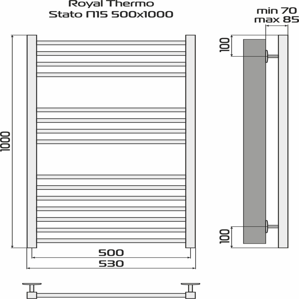 Полотенцесушитель Royal Thermo Stato П15 500х1000 белый