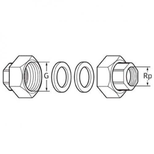 Комплект гаек для насоса WILO R11/2"-R1"GT (3XPART)+BOX-CHR