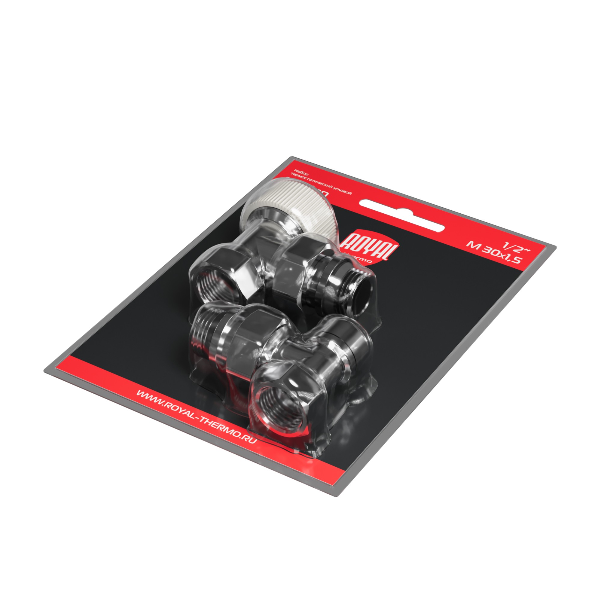 Набор термостатический угловой Royal Thermo Design 1/2"М30х1,5 (Хром)