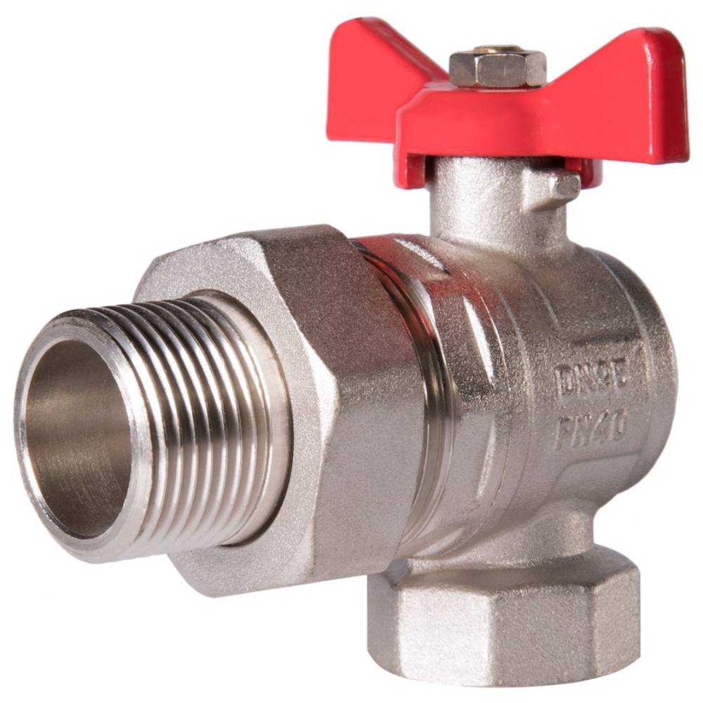 Кран шаровый угловой Royal Thermo OPTIMAL 1" НГ, бабочка