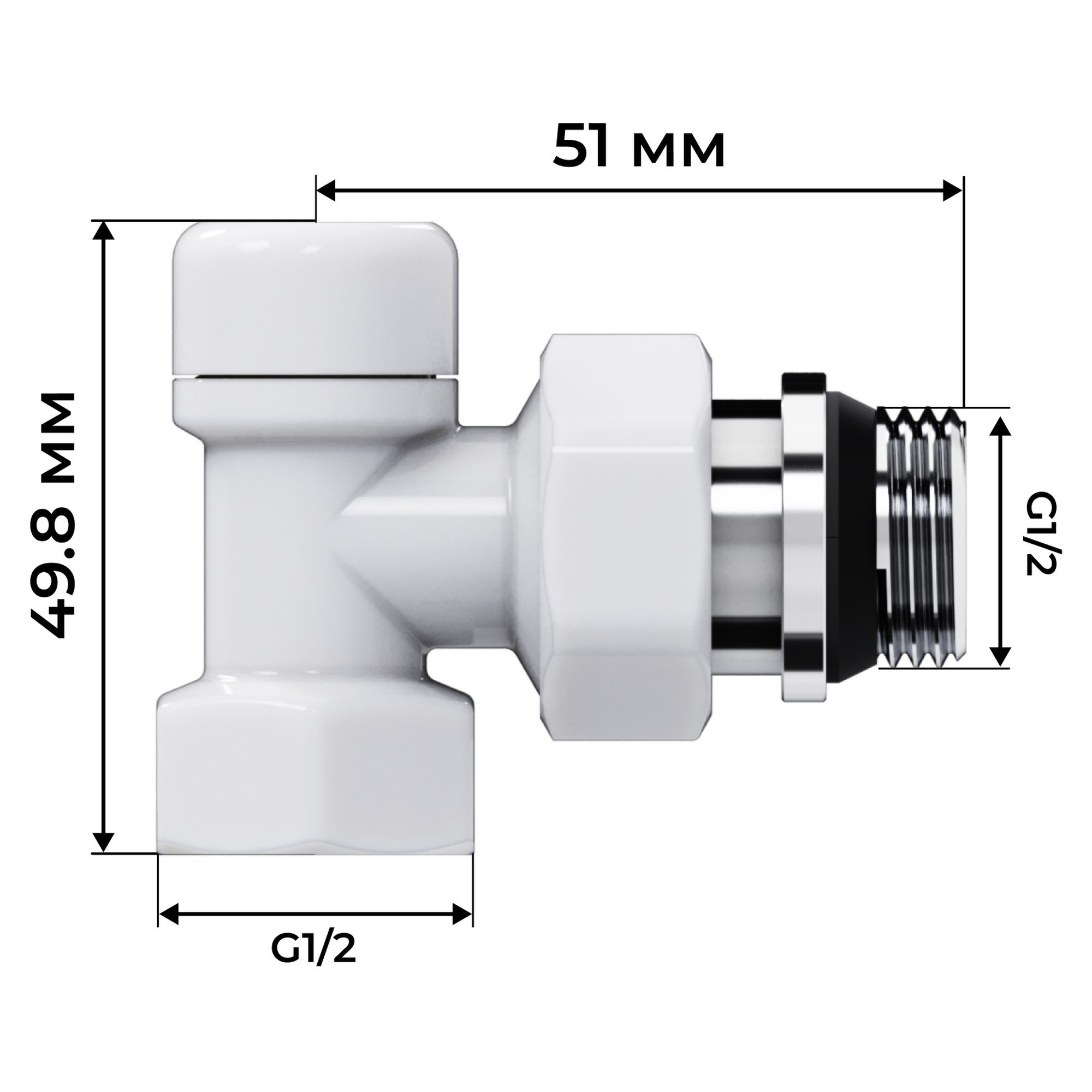 Набор термостатический осевой Royal Thermo Design 1/2"М30х1,5 (Белый)