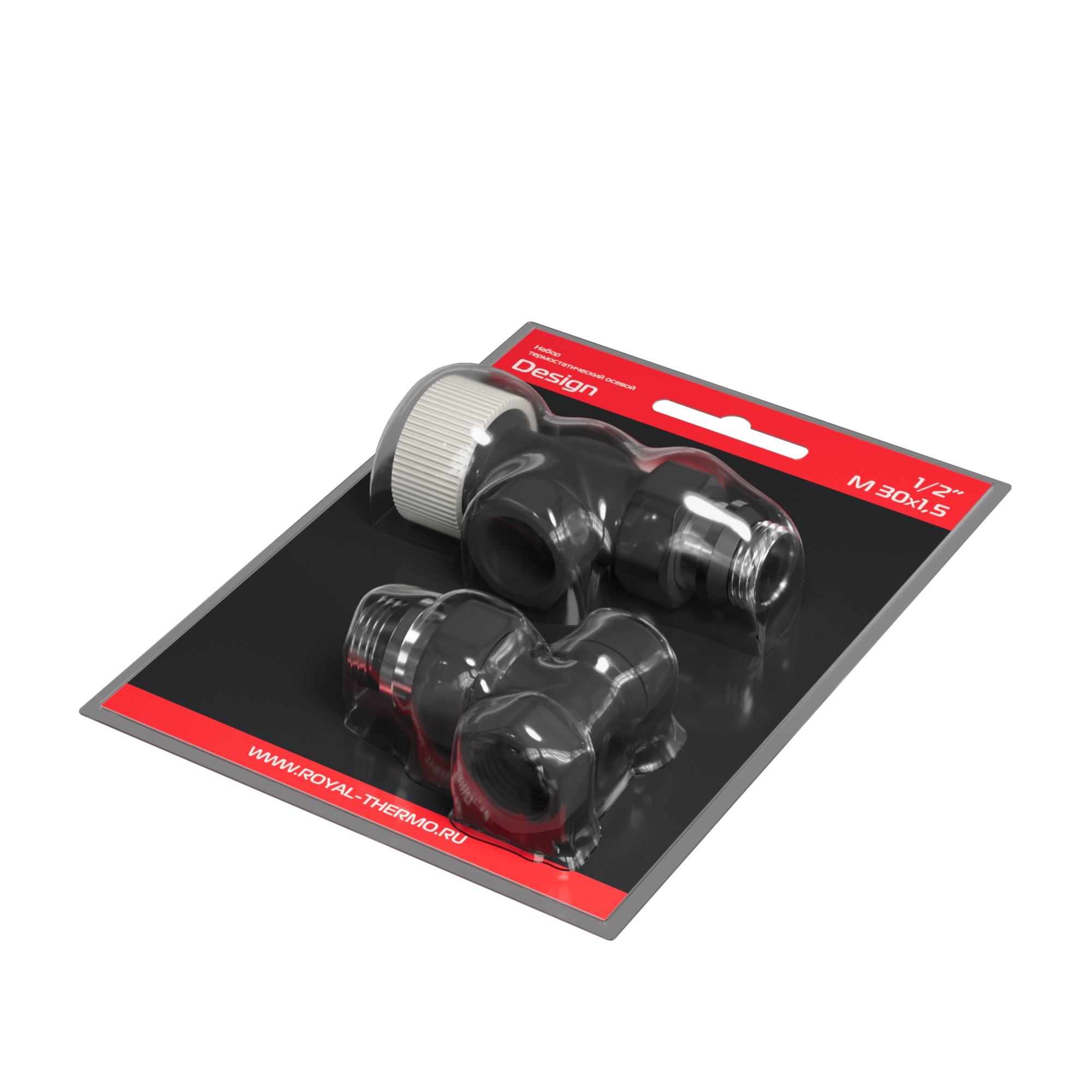 Набор термостатический осевой Royal Thermo Design 1/2"М30х1,5 (Черный)