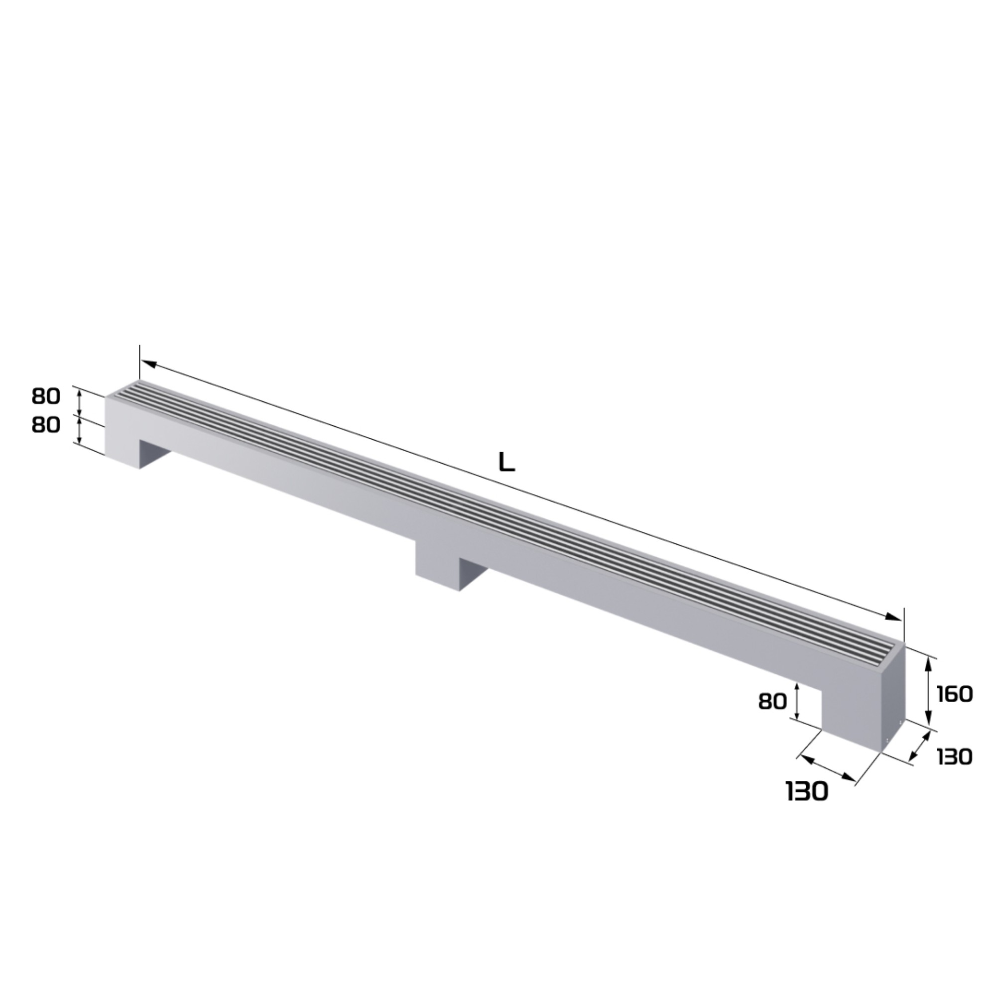 Конвектор напольный Royal Thermo STEP-80/130/2800-1-N-SS-LG-NA