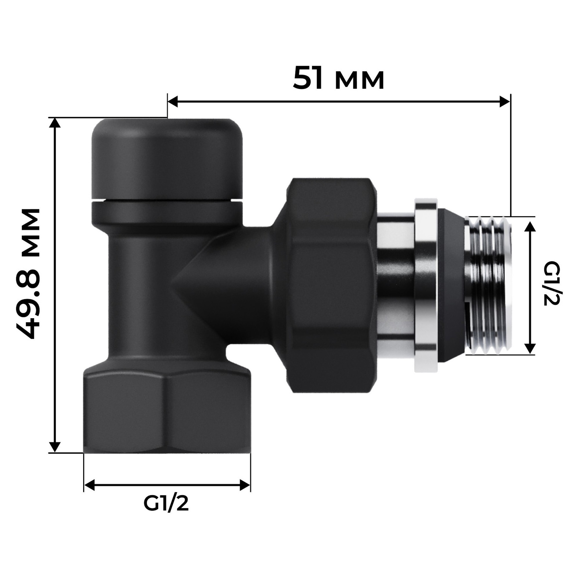 Набор термостатический осевой Royal Thermo Design 1/2"М30х1,5 (Черный)